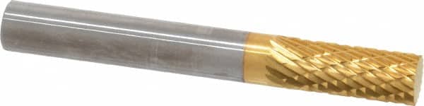 SGS Pro - 1/4" Cut Diam, 1/4" Shank Diam, Cylinder Head Double Cut Burr - Carbide, Flat End, 5/8" LOC, 2" OAL - Americas Industrial Supply