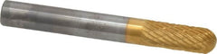SGS Pro - 1/4" Cut Diam, 1/4" Shank Diam, Cylinder with Radius Head Double Cut Burr - Carbide, Radius End, 5/8" LOC, 2" OAL - Americas Industrial Supply