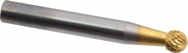 SGS Pro - 1/4" Cut Diam, 1/4" Shank Diam, Ball Head Double Cut Burr - Carbide, Radius End, 7/32" LOC, 2" OAL - Americas Industrial Supply