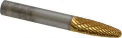 SGS Pro - 1/4" Cut Diam, 1/4" Shank Diam, Tree with Radius Head Double Cut Burr - Carbide, Radius End, 5/8" LOC, 2" OAL - Americas Industrial Supply