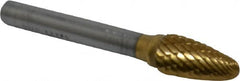 SGS Pro - 3/8" Cut Diam, 1/4" Shank Diam, Tree with Radius Head Double Cut Burr - Carbide, Radius End, 3/4" LOC, 2-1/2" OAL - Americas Industrial Supply