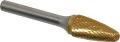 SGS Pro - 1/2" Cut Diam, 1/4" Shank Diam, Tree with Radius Head Double Cut Burr - Carbide, Radius End, 1" LOC, 2-3/4" OAL - Americas Industrial Supply