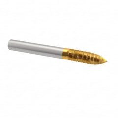 SGS Pro - 1/4" Cut Diam, 1/4" Shank Diam, Tree Head Double Cut Burr - Carbide, Point End, 5/8" LOC, 2" OAL - Americas Industrial Supply