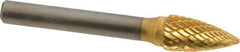 SGS Pro - 3/8" Cut Diam, 1/4" Shank Diam, Tree Head Double Cut Burr - Carbide, Point End, 3/4" LOC, 2-1/2" OAL - Americas Industrial Supply
