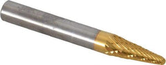SGS Pro - 1/4" Cut Diam, 1/4" Shank Diam, Taper Head Double Cut Burr - Carbide, Radius End, 5/8" LOC, 2" OAL - Americas Industrial Supply