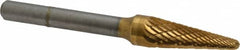 SGS Pro - 3/8" Cut Diam, 1/4" Shank Diam, Taper Head Double Cut Burr - Carbide, Radius End, 1-1/16" LOC, 2-13/16" OAL - Americas Industrial Supply