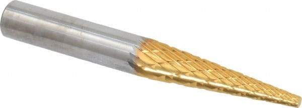 SGS Pro - 1/4" Cut Diam, 1/4" Shank Diam, Cone Head Double Cut Burr - Carbide, Point End, 1" LOC, 2" OAL - Americas Industrial Supply