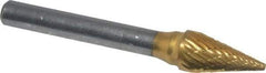 SGS Pro - 3/8" Cut Diam, 1/4" Shank Diam, Cone Head Double Cut Burr - Carbide, Point End, 5/8" LOC, 2-3/4" OAL - Americas Industrial Supply