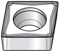 Kennametal - CCMT21.50.5 FW Grade KT315 Cermet Turning Insert - TiN/TiCN/TiN Finish, 80° Diamond, 1/4" Inscr Circle, 3/32" Thick, 0.0079" Corner Radius - Americas Industrial Supply