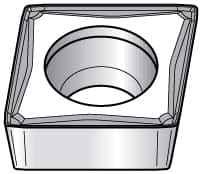 Kennametal - CPMT32.51 FW Grade KT315 Cermet Turning Insert - TiN/TiCN/TiN Finish, 80° Diamond, 3/8" Inscr Circle, 5/32" Thick, 1/64" Corner Radius - Americas Industrial Supply