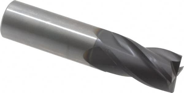 OSG - 7/8", 1-1/2" LOC, 7/8" Shank Diam, 4" OAL, 4 Flute, Solid Carbide Square End Mill - Single End, TiAlN Finish, Spiral Flute, 30° Helix, Centercutting, Right Hand Cut, Right Hand Flute, Series 404 - Americas Industrial Supply
