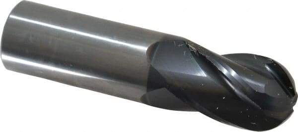 OSG - 1" Diam, 1-1/2" LOC, 4 Flute Solid Carbide Ball End Mill - TiAlN Finish, Single End, 4" OAL, 1" Shank Diam, Spiral Flute - Americas Industrial Supply