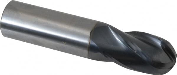 OSG - 7/8" Diam, 1-1/2" LOC, 4 Flute Solid Carbide Ball End Mill - TiAlN Finish, Single End, 4" OAL, 7/8" Shank Diam, Spiral Flute - Americas Industrial Supply