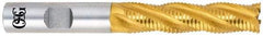 OSG - 3/4" Diam, Coarse Pitch, 1-5/8" LOC, 4 Flute Cobalt Roughing Square End Mill - TiN Finish, 3-7/8" OAL, 5/8" Shank Diam, Single End, 30° Helix - Americas Industrial Supply