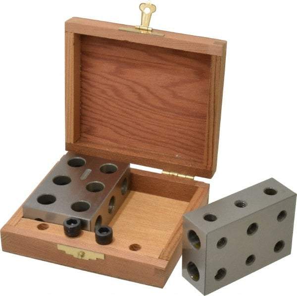 SPI - 0.0001 Squareness Per Inch, Hardened Steel, 1-2-3 Block Setup Block - 0.0002 Inch Overall Tolerance, 5/16 - 18 Inch Tapped Hole Size, 55-60 Rc Hardness, Sold As Matched Pair - Americas Industrial Supply