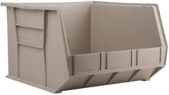 Akro-Mils - 75 Lb. Load Capacity, 18" Deep, Gray Polymer Hopper Stacking Bin - 11" High x 16-1/2" Wide x 18" Long - Americas Industrial Supply