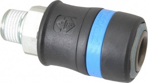 Prevost - 1/2 Male NPT Industrial Pneumatic Hose Safety Coupler - Composite, 1/2" Body Diam - Americas Industrial Supply