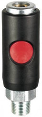 Prevost - 1/4 Male NPT Tru-Flate Automotive Pneumatic Hose Safety Coupler - Composite, 3/8" Body Diam - Americas Industrial Supply