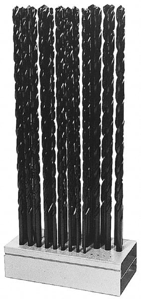 Interstate - 1/8 to 1/2", 118° Point, Oxide Finish, High Speed Steel Aircraft Extension Length Drill Bit Set - Americas Industrial Supply