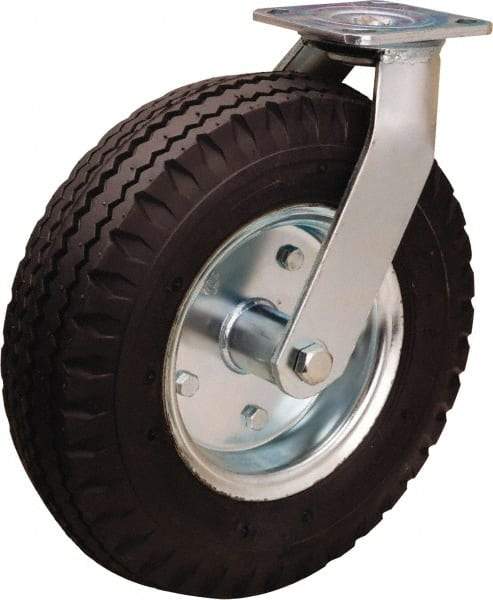 Hamilton - 12" Diam, Rubber Swivel Caster - 500 Lb Capacity, Top Plate Mount, 4" x 4-1/2" Plate, Precision Ball Bearing - Americas Industrial Supply