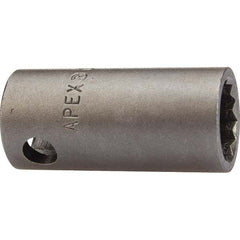 Impact Socket: 1/4″ Drive, 0.563″ Socket, Square Drive 6-Point, 1″ OAL, Satin