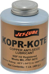 Jet-Lube - 1 Lb Can High Temperature Anti-Seize Lubricant - Copper/Graphite, -65 to 1,800°F, Copper/Bronze, Food Grade, Water Resistant - Americas Industrial Supply