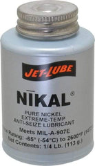 Jet-Lube - 0.25 Lb Can High Temperature Anti-Seize Lubricant - Nickel, -65 to 2,600°F, Silver Gray, Water Resistant - Americas Industrial Supply