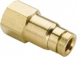 Parker - 5/32" Outside Diam, 1/4 NPT, Brass Push-to-Connect Tube Female Connector - 250 Max psi, Tube to Female NPT Connection, Buna-N O-Ring - Americas Industrial Supply