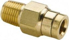 Parker - 1/2" Outside Diam, 1/2 NPTF, Brass Push-to-Connect Tube Male Connector - 250 Max psi, Tube to Male NPT Connection, Buna-N O-Ring - Americas Industrial Supply