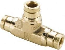 Parker - 5/8" Outside Diam, Brass Push-to-Connect Tube Union Tee - 250 Max psi, Tube Connection, Buna-N O-Ring - Americas Industrial Supply