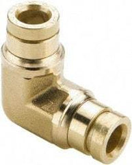 Parker - 5/8" Outside Diam, Brass Push-to-Connect Tube Union Elbow - 250 Max psi, Tube Connection, Buna-N O-Ring - Americas Industrial Supply