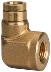 Parker - 3/8" Outside Diam, 3/8 NPTF, Brass Push-to-Connect Tube Female Elbow - 250 Max psi, Tube to Female NPT Connection, Buna-N O-Ring - Americas Industrial Supply