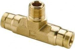 Parker - 5/32" Outside Diam, 1/8 NPT, Brass Push-to-Connect Tube Male Branch Tee - 250 Max psi, Tube to Male NPT Connection, Buna-N O-Ring - Americas Industrial Supply