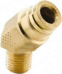 Parker - 5/8" Tube OD, 3/8 NPT Brass Push-to-Connect Tube Male 45° Elbow - 250 Max psi, Tube to Male NPT Connection, Buna-N O-Ring, -40 to 200°F Working Temp - Americas Industrial Supply