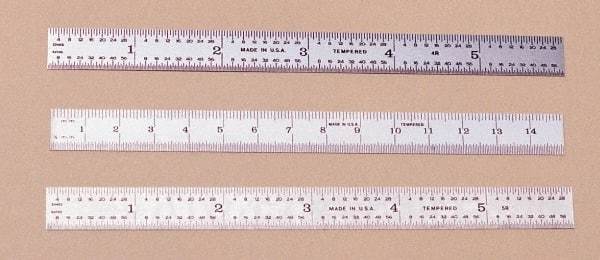 PEC Tools - 24" Long, 1/100, 1/10" and 0.5, 1mm Graduation, Flexible Steel Rule - Decimal/Metric Graduation Style, 3/4" Wide, Silver, Satin Chrome Finish - Americas Industrial Supply