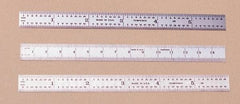 PEC Tools - 24" Long, 1/100, 1/10" and 0.5, 1mm Graduation, Flexible Steel Rule - Decimal/Metric Graduation Style, 3/4" Wide, Silver, Satin Chrome Finish - Americas Industrial Supply
