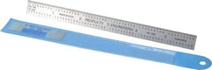 PEC Tools - 6" Long, 1/100, 1/10" and 0.5, 1mm Graduation, Flexible Steel Rule - Decimal/Metric Graduation Style, 1/2" Wide, Silver, Satin Chrome Finish - Americas Industrial Supply