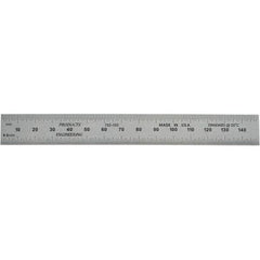 PEC Tools - 150mm Long, 0.5, 1mm Graduation, Rigid Steel Rule - Metric Graduation Style, 3/4" Wide, Silver, Satin Chrome Finish - Americas Industrial Supply