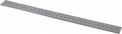 PEC Tools - 300mm Long, 0.5, 1mm Graduation, Rigid Steel Rule - Metric Graduation Style, 1" Wide, Silver, Satin Chrome Finish - Americas Industrial Supply