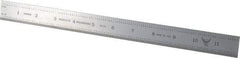 PEC Tools - 12" Long, 1/100, 1/10" and 0.5, 1mm Graduation, Rigid Steel Rule - Decimal/Metric Graduation Style, 1" Wide, Silver, Satin Chrome Finish - Americas Industrial Supply