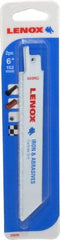 Lenox - 6" Long x 3/4" Thick, Carbide Reciprocating Saw Blade - Straight Profile, Continuous Edge, Universal Shank - Americas Industrial Supply