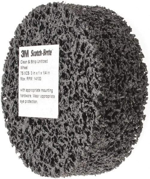 3M - 3" Diam, 1" Face Width, 1/4" Center Hole, Very Coarse Grade, Silicon Carbide Deburring Wheel - Unitized, Hard Density 7 Grade, 14,100 RPM - Americas Industrial Supply