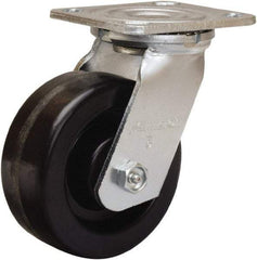 Hamilton - 5" Diam x 2" Wide x 6-1/2" OAH Top Plate Mount Swivel Caster - Phenolic, 900 Lb Capacity, Straight Roller Bearing, 4 x 4-1/2" Plate - Americas Industrial Supply
