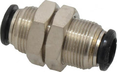 Alpha Technologies - 8mm Outside Diam, Nickel Plated Brass Push-to-Connect Tube Bulkhead Union - 250 Max psi, Tube to Tube Connection, Buna O-Ring - Americas Industrial Supply