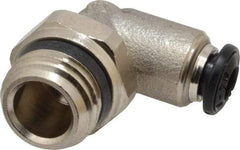 Alpha Technologies - 4mm Outside Diam, 1/4 Universal, Nickel Plated Brass Push-to-Connect Tube Male Swivel Elbow - 250 Max psi, Tube to Universal Thread Connection, Buna O-Ring - Americas Industrial Supply