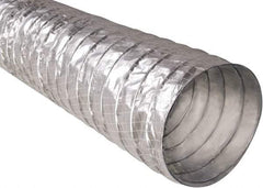 Hi-Tech Duravent - 5" ID, 25' Long, Metalized Film Blower & Duct Hose - Silver, 2.6" Bend Radius, 0.15 In/Hg, 0.85 Max psi, -20 to 250°F - Americas Industrial Supply