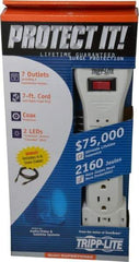 Tripp-Lite - 7 Outlets, 120 Volts, 15 Amps, 7' Cord, Power Outlet Strip - Keyhole Mount, 5-15P NEMA Configuration, 12.4" Strip, UL1449 3rd Edition - Americas Industrial Supply