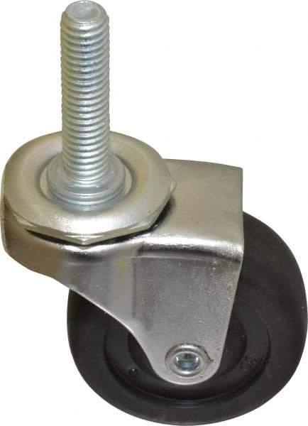 E.R. Wagner - 2" Diam x 13/16" Wide x 2-1/2" OAH Stem Mount Swivel Caster - Hard Rubber, 100 Lb Capacity, Delrin Bearing, 3/8-16 x 1-1/2" Threaded Stem - Americas Industrial Supply