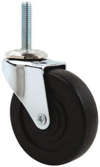E.R. Wagner - 3" Diam x 13/16" Wide x 3-9/16" OAH Stem Mount Swivel Caster - Hard Rubber, 125 Lb Capacity, Delrin Bearing, 3/8-16 x 1-1/2" Threaded Stem - Americas Industrial Supply