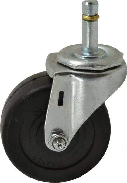E.R. Wagner - 3" Diam x 1-1/4" Wide x 3-5/8" OAH Stem Mount Swivel Caster - Soft Rubber, 125 Lb Capacity, Delrin Bearing, 7/16 x 1-3/8" Friction Stem - Americas Industrial Supply